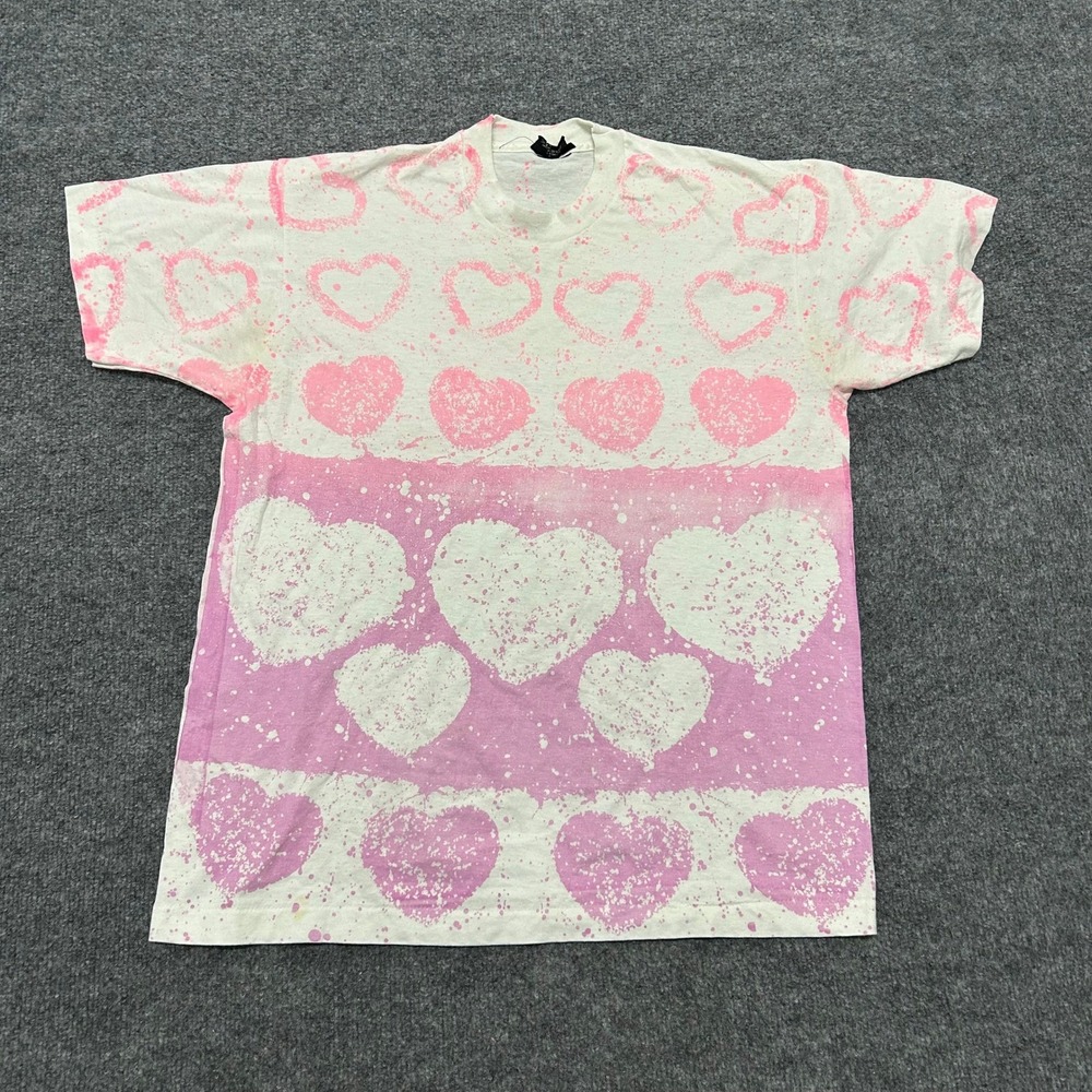Zoo Crew T-Shirt Womens Size L Pink Purple Heart Splatter Print Graphic Tee USA